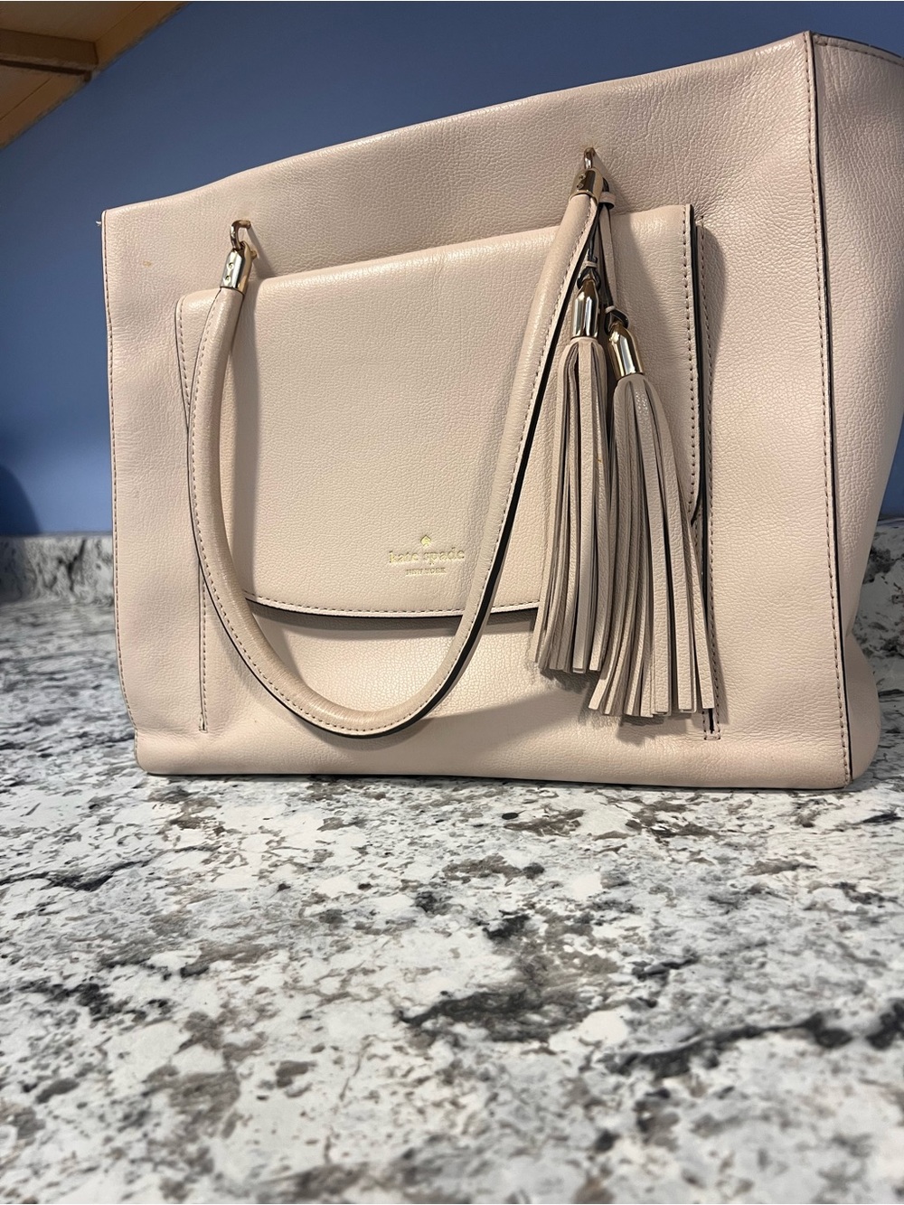 kate spade Pale Blush Leather Tote with Double Tassels